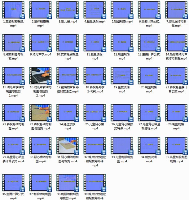 童装裁剪视频教程列表